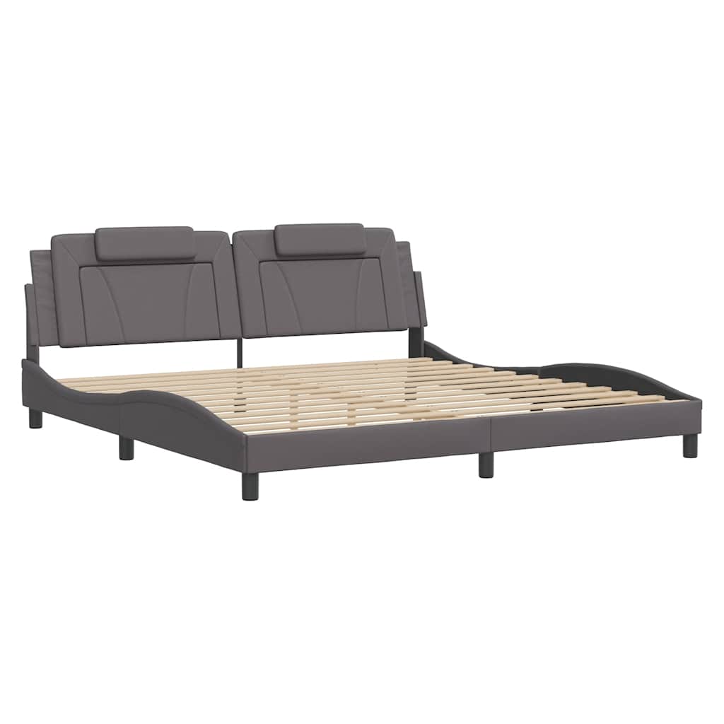 Cadre de lit Viana sans matelas gris 200x200 cm similicuir - XIOS