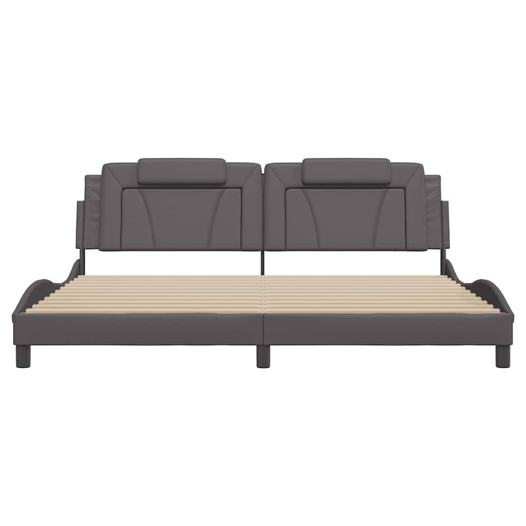 Cadre de lit Viana sans matelas gris 200x200 cm similicuir - XIOS