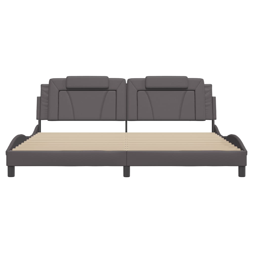 Cadre de lit Viana sans matelas gris 200x200 cm similicuir - XIOS