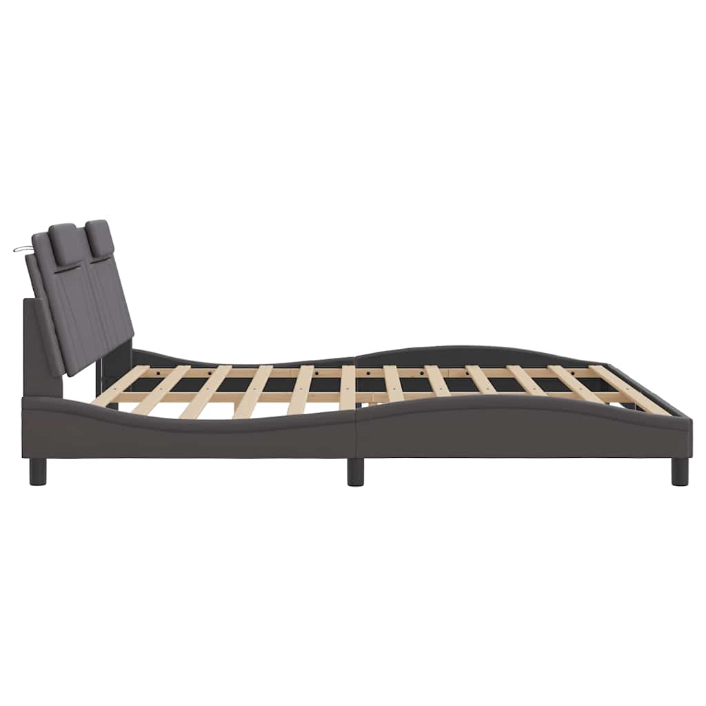 Cadre de lit Viana sans matelas gris 200x200 cm similicuir - XIOS