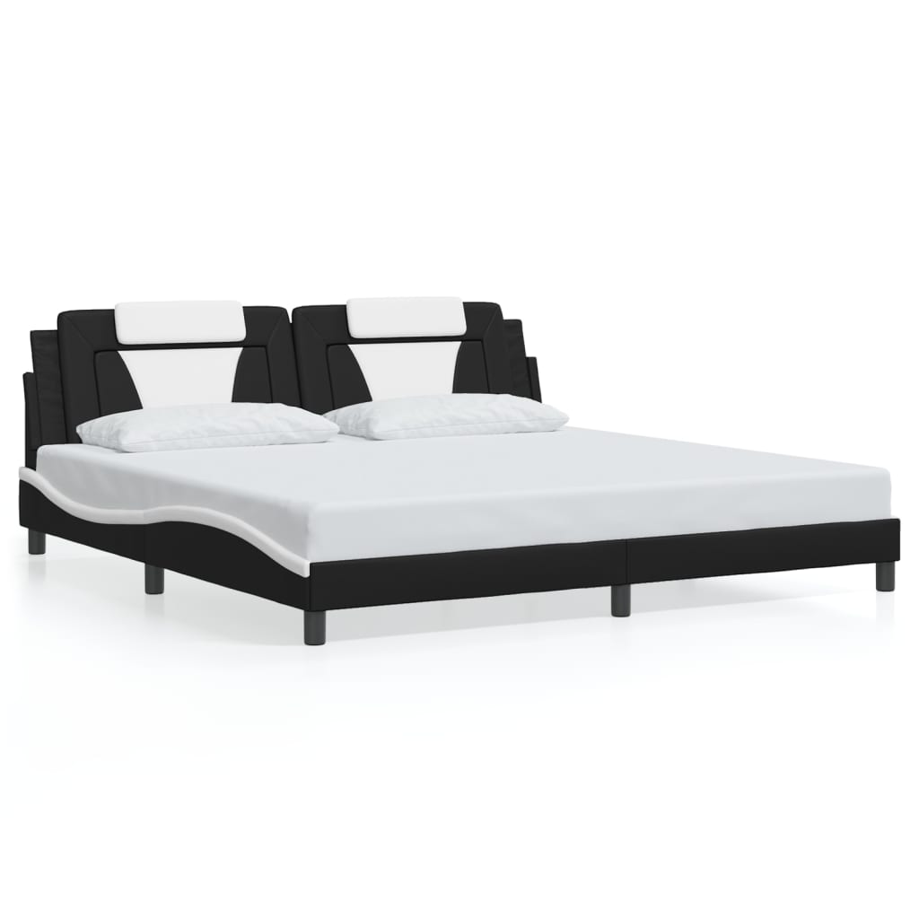 Cadre de lit Viana sans matelas noir et blanc 200x200 cm similicuir - XIOS