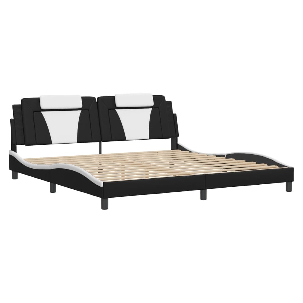 Cadre de lit Viana sans matelas noir et blanc 200x200 cm similicuir - XIOS