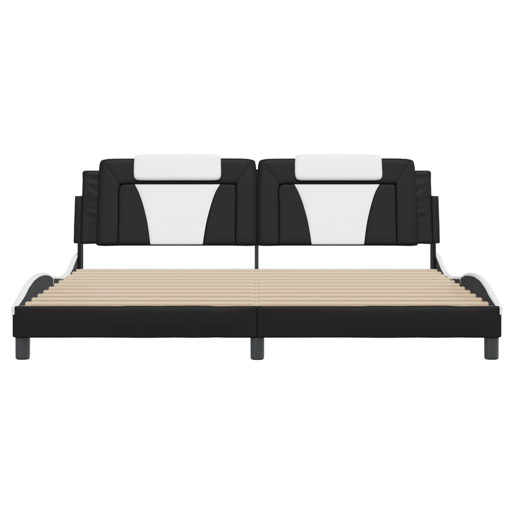 Cadre de lit Viana sans matelas noir et blanc 200x200 cm similicuir - XIOS