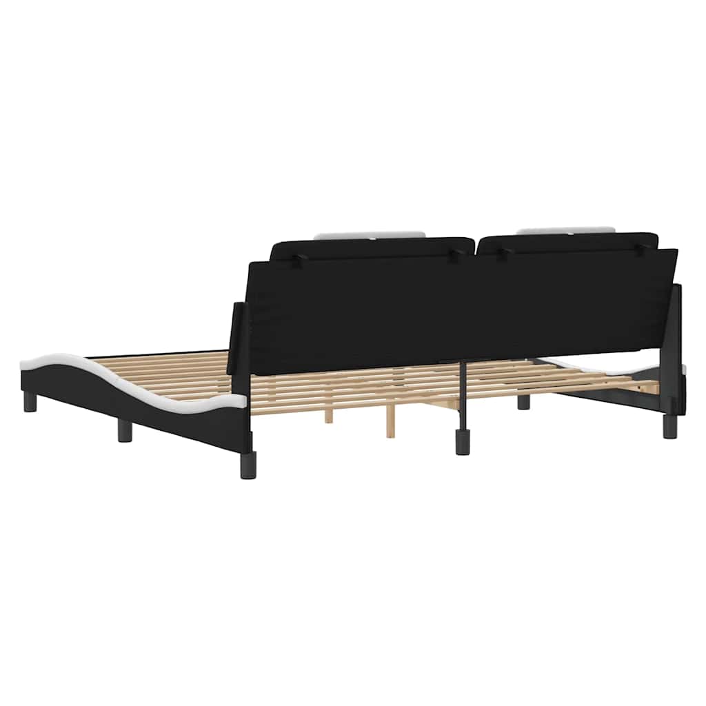 Cadre de lit Viana sans matelas noir et blanc 200x200 cm similicuir - XIOS