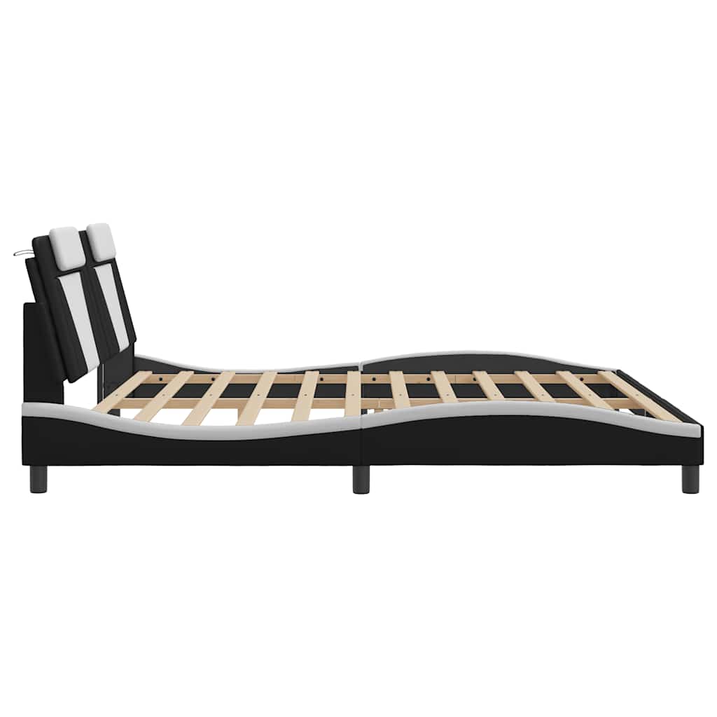 Cadre de lit Viana sans matelas noir et blanc 200x200 cm similicuir - XIOS