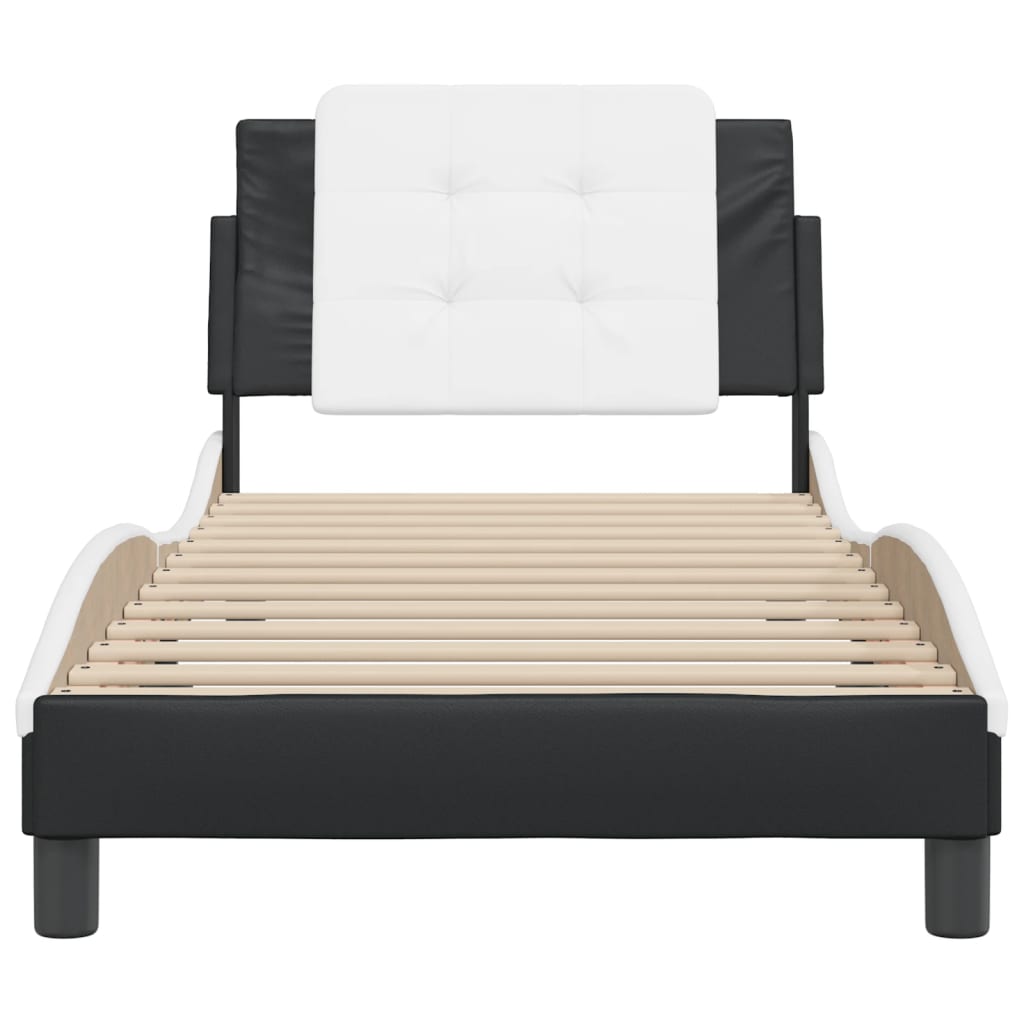 Cadre de lit sans matelas noir et blanc 80x200 cm similicuir - XIOS