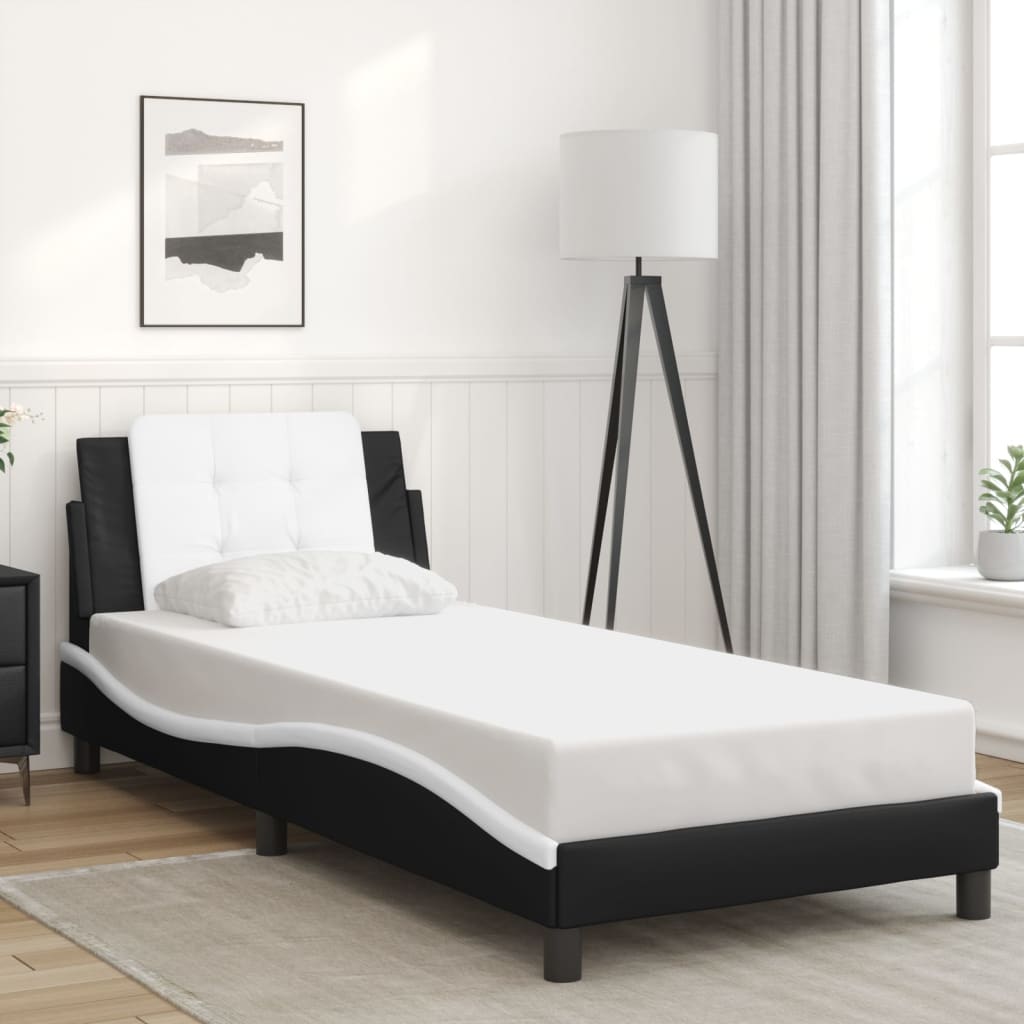 Cadre de lit sans matelas noir et blanc 80x200 cm similicuir - XIOS