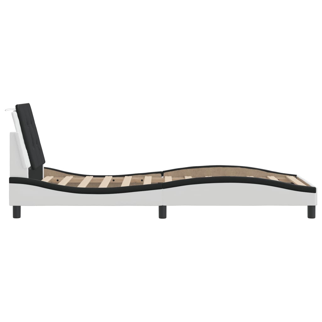 Cadre de lit sans matelas blanc et noir 80x200 cm similicuir - XIOS