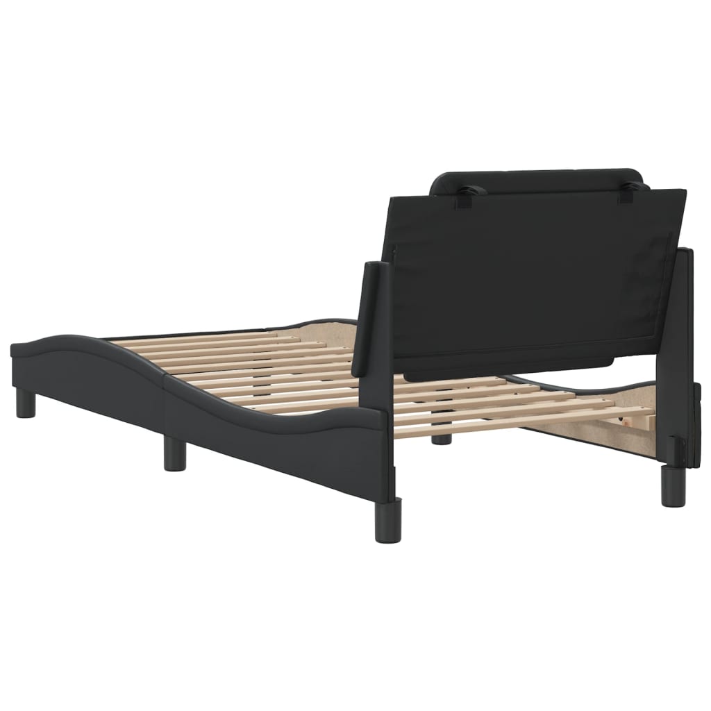 Cadre de lit sans matelas noir 90x190 cm similicuir - XIOS