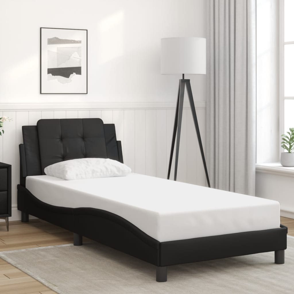 Cadre de lit sans matelas noir 90x190 cm similicuir - XIOS