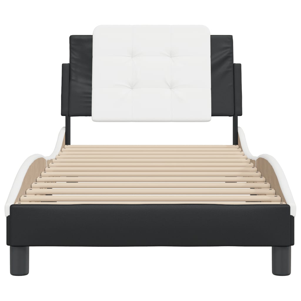 Cadre de lit sans matelas Zadar noir et blanc 90x190 cm similicuir - XIOS