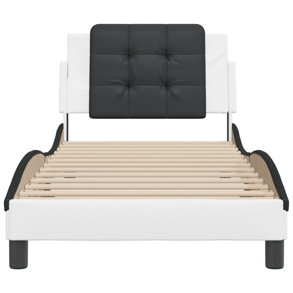 Cadre de lit sans matelas blanc et noir 90x190 cm similicuir - XIOS