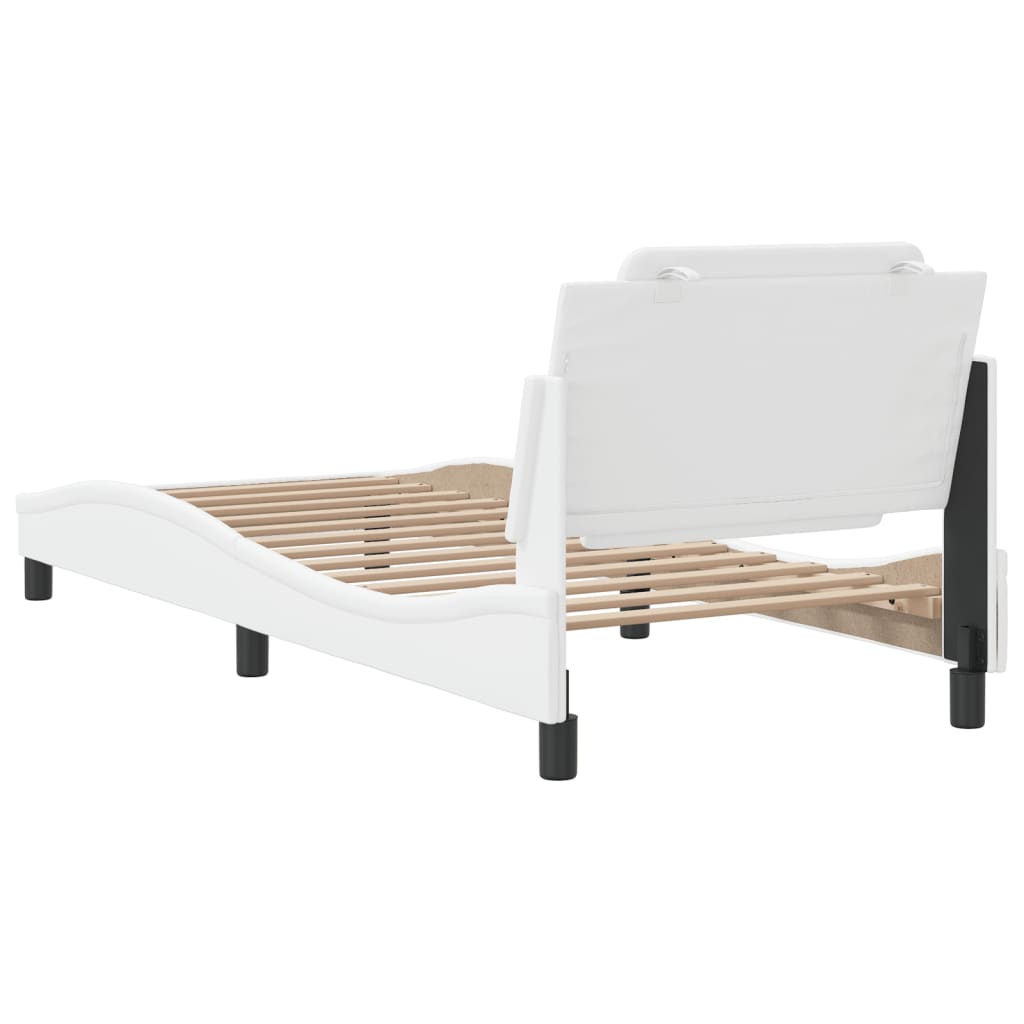 Cadre de lit sans matelas blanc 90x200 cm similicuir - XIOS
