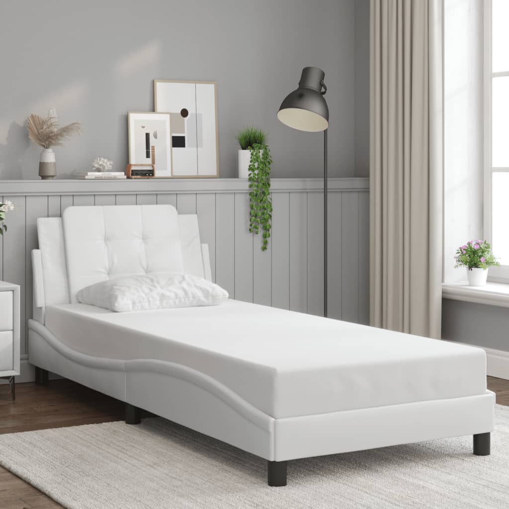 Cadre de lit sans matelas blanc 90x200 cm similicuir - XIOS