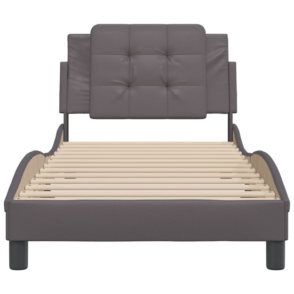 Cadre de lit sans matelas Zadar gris 90x200 cm similicuir - XIOS