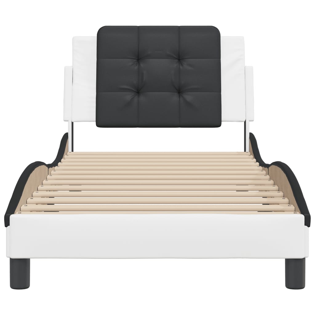 Cadre de lit sans matelas Zadar blanc et noir 90x200 cm similicuir - XIOS