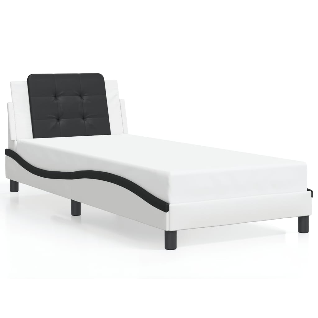 Cadre de lit sans matelas blanc et noir 100x200 cm similicuir - XIOS