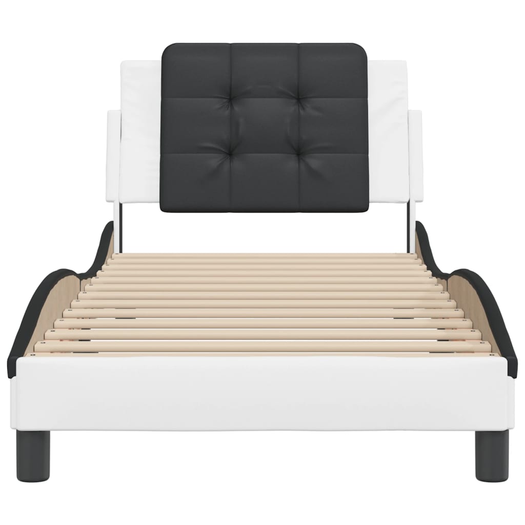 Cadre de lit sans matelas blanc et noir 100x200 cm similicuir - XIOS