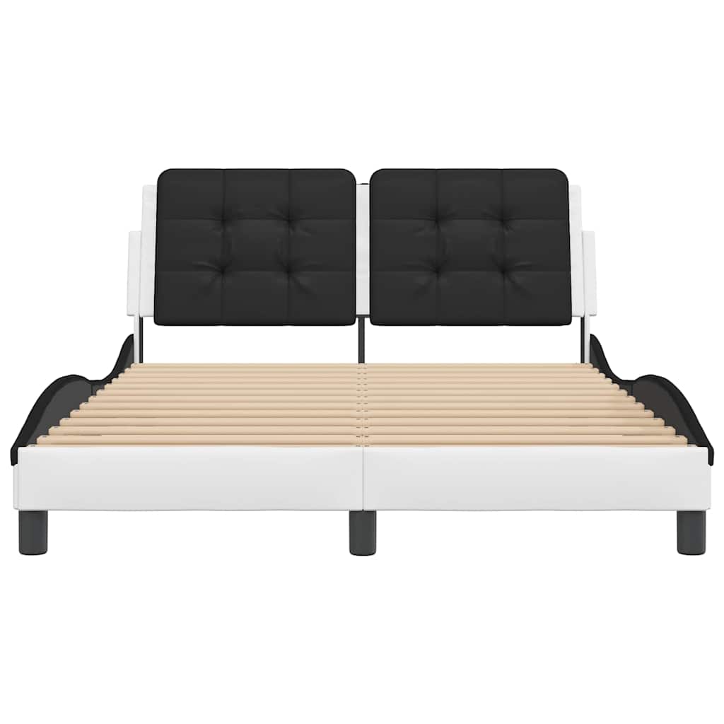 Cadre de lit sans matelas Zadar blanc et noir 120x200 cm similicuir