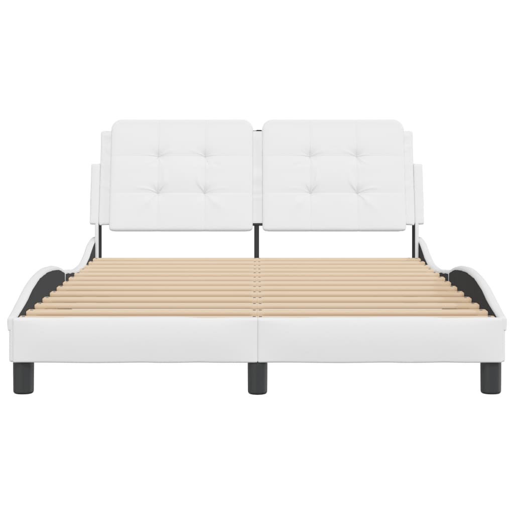 Cadre de lit sans matelas blanc 140x190 cm similicuir - XIOS