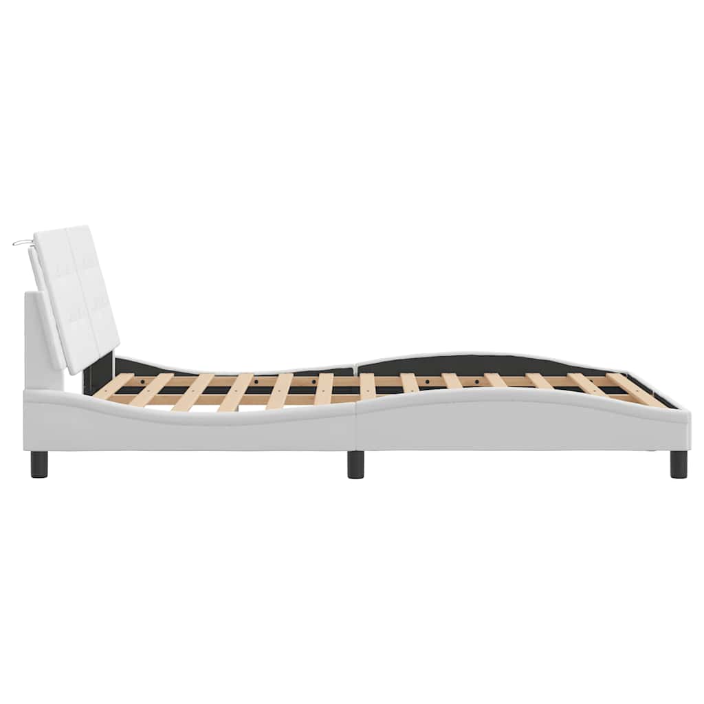 Cadre de lit sans matelas Zadar blanc 140x190 cm similicuir