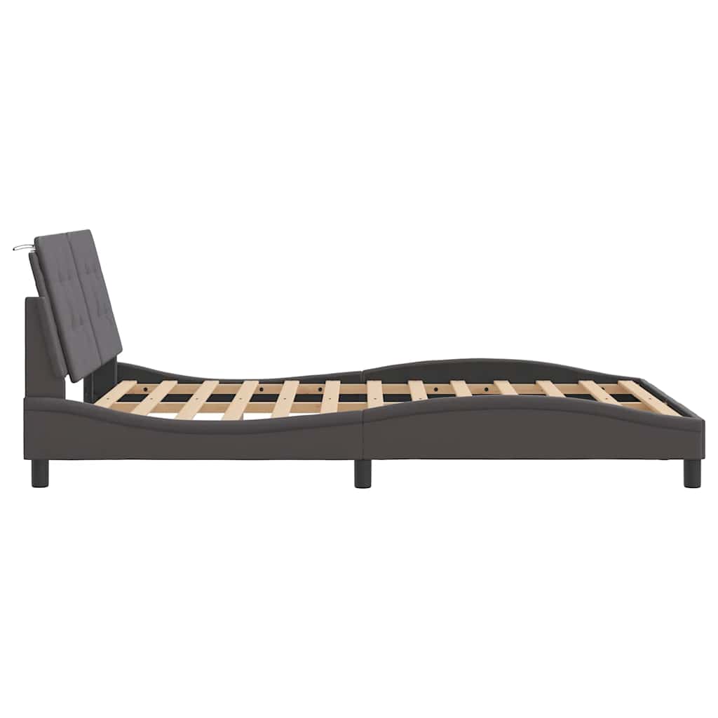 Cadre de lit sans matelas Zadar gris 140x190 cm similicuir