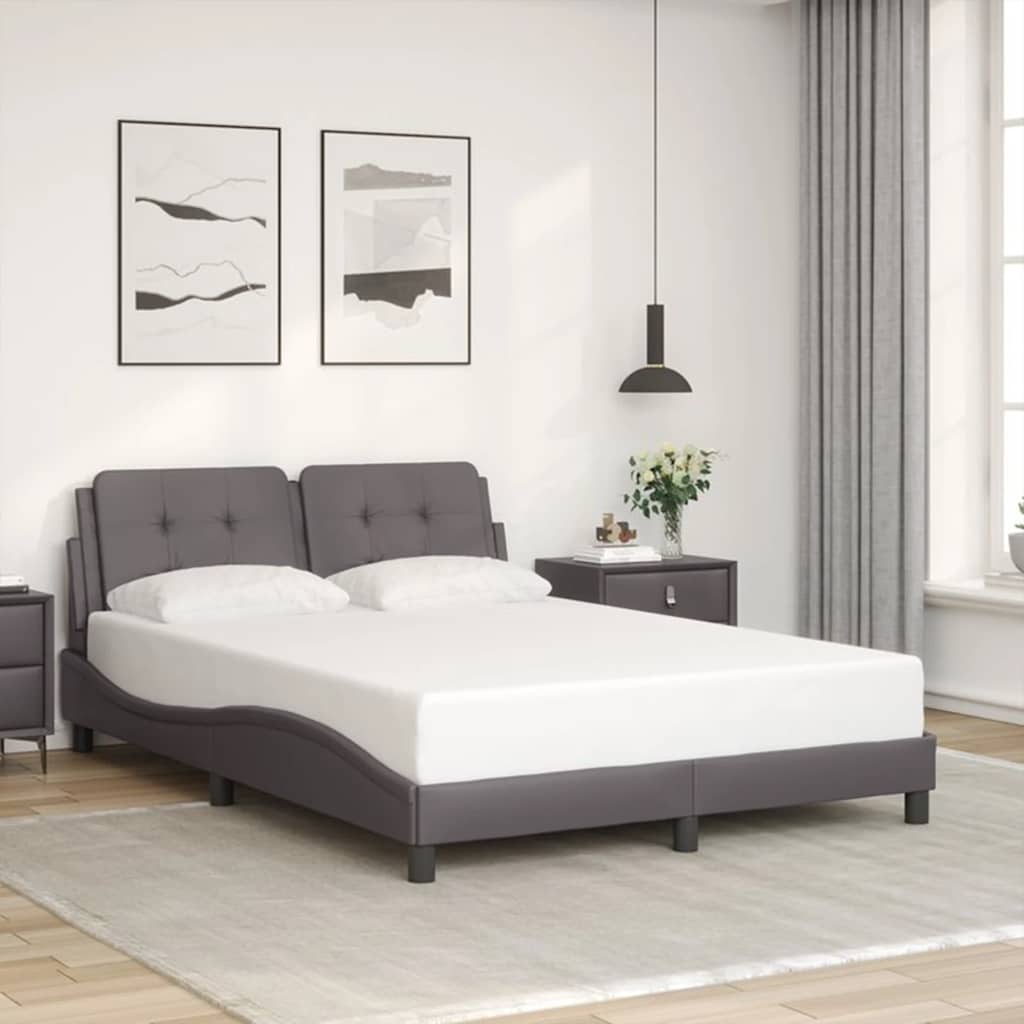 Cadre de lit sans matelas Zadar gris 140x190 cm similicuir