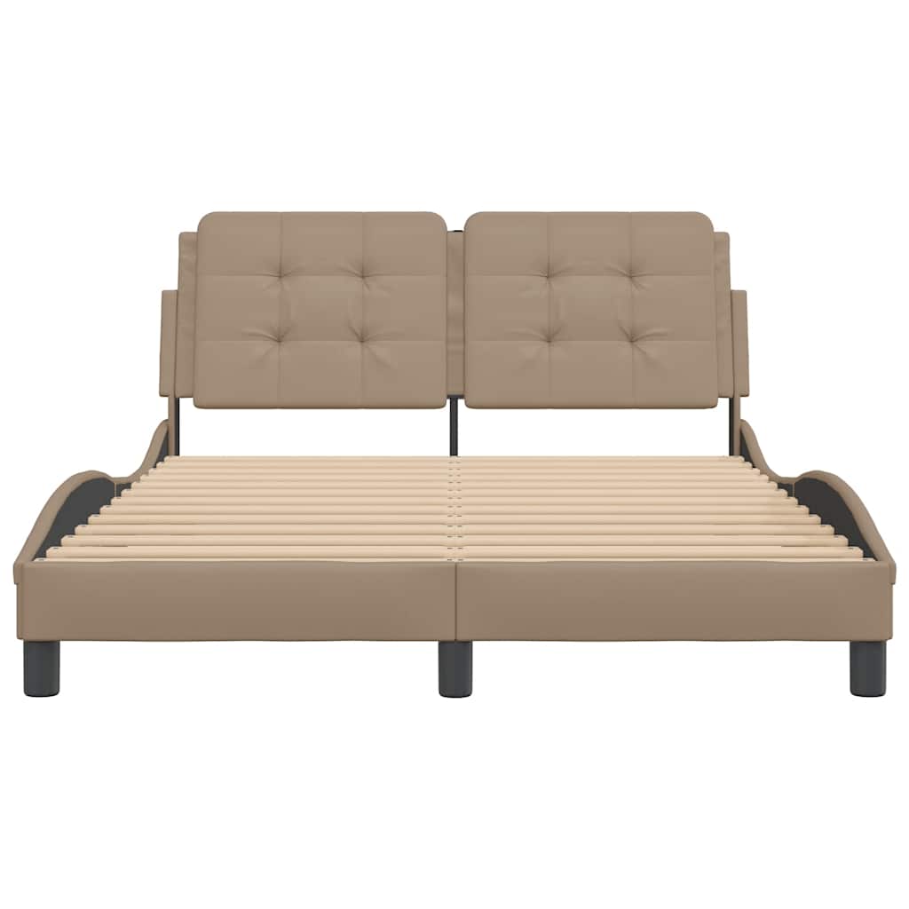 Cadre de lit sans matelas Zadar cappuccino 140x190 cm similicuir - XIOS