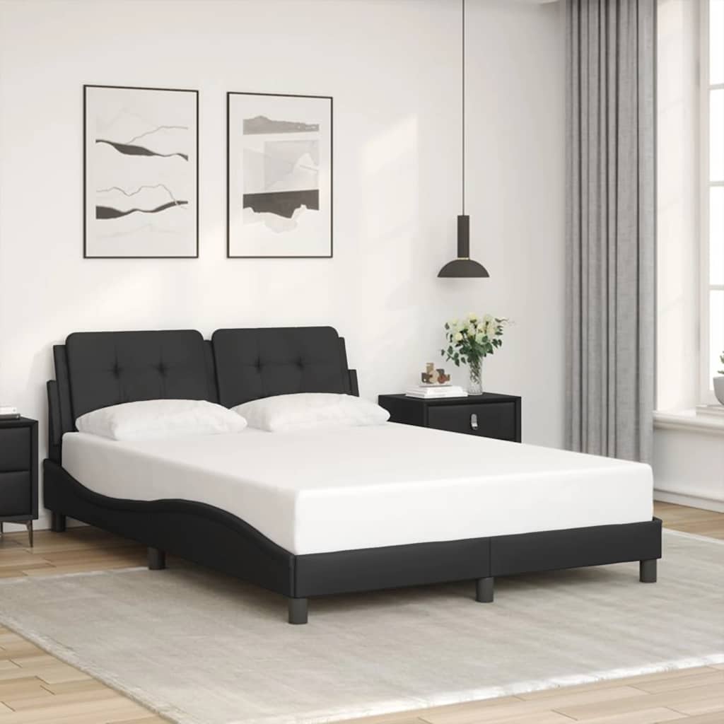 Cadre de lit sans matelas Zadar noir 140x200 cm similicuir