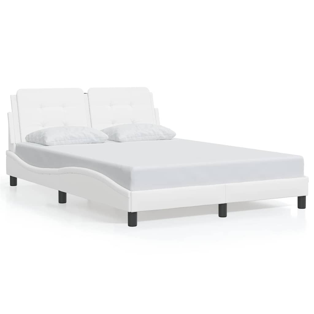 Cadre de lit sans matelas Zadar blanc 140x200 cm similicuir
