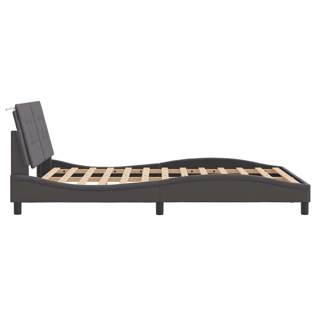 Cadre de lit sans matelas Zadar gris 140x200 cm similicuir