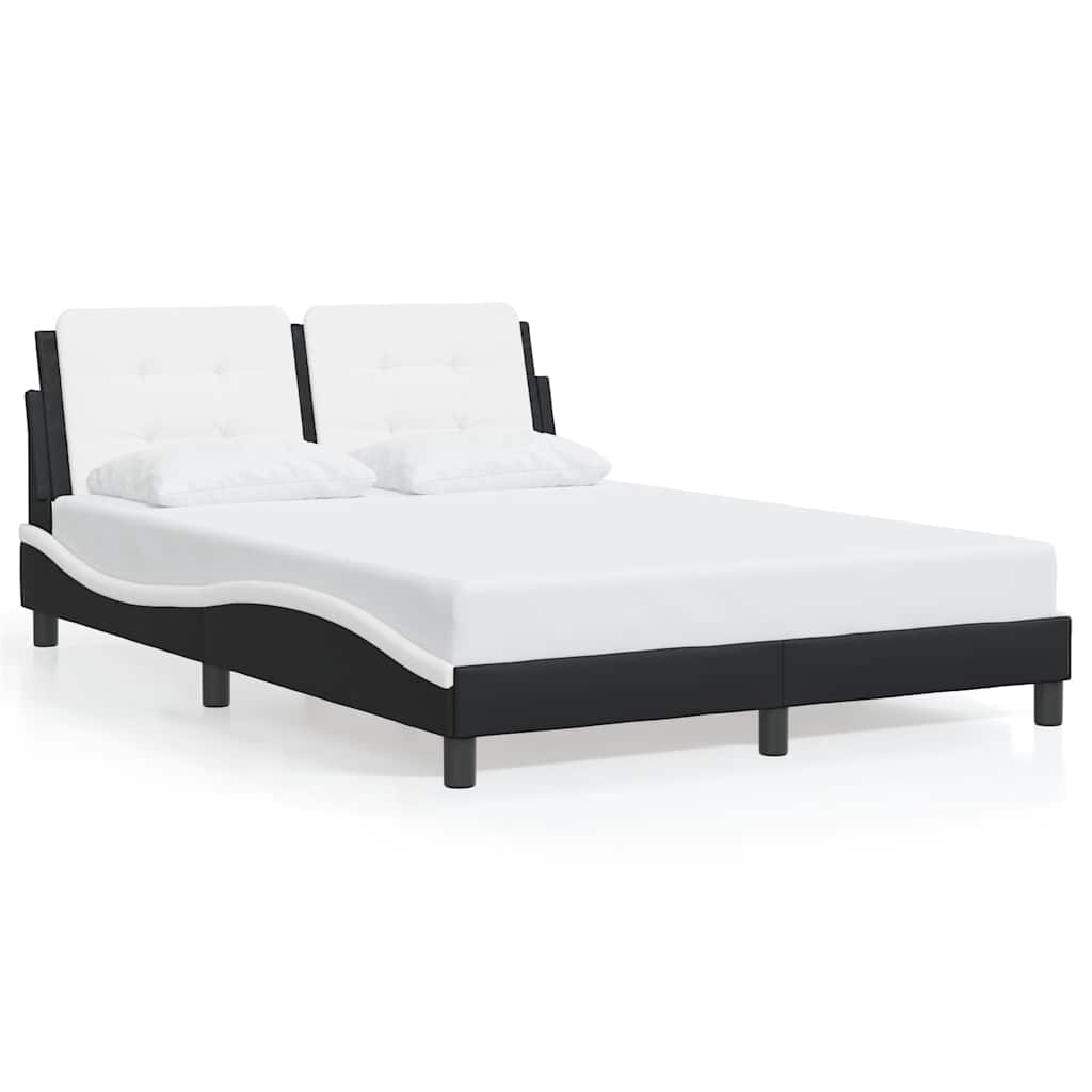 Cadre de lit sans matelas Zadar noir et blanc 140x200 cm similicuir