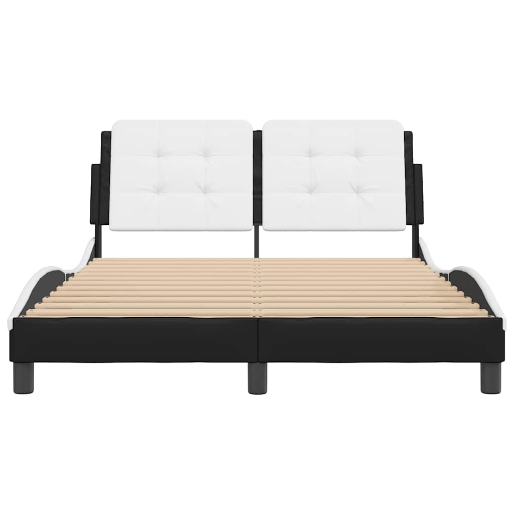 Cadre de lit sans matelas Zadar noir et blanc 140x200 cm similicuir