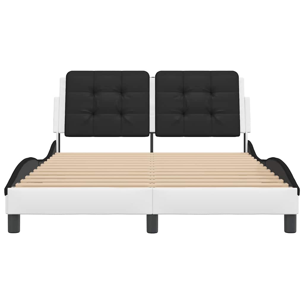 Cadre de lit sans matelas Zadar blanc et noir 140x200 cm similicuir