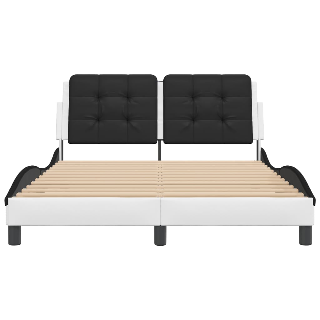 Cadre de lit sans matelas blanc et noir 140x200 cm similicuir - XIOS