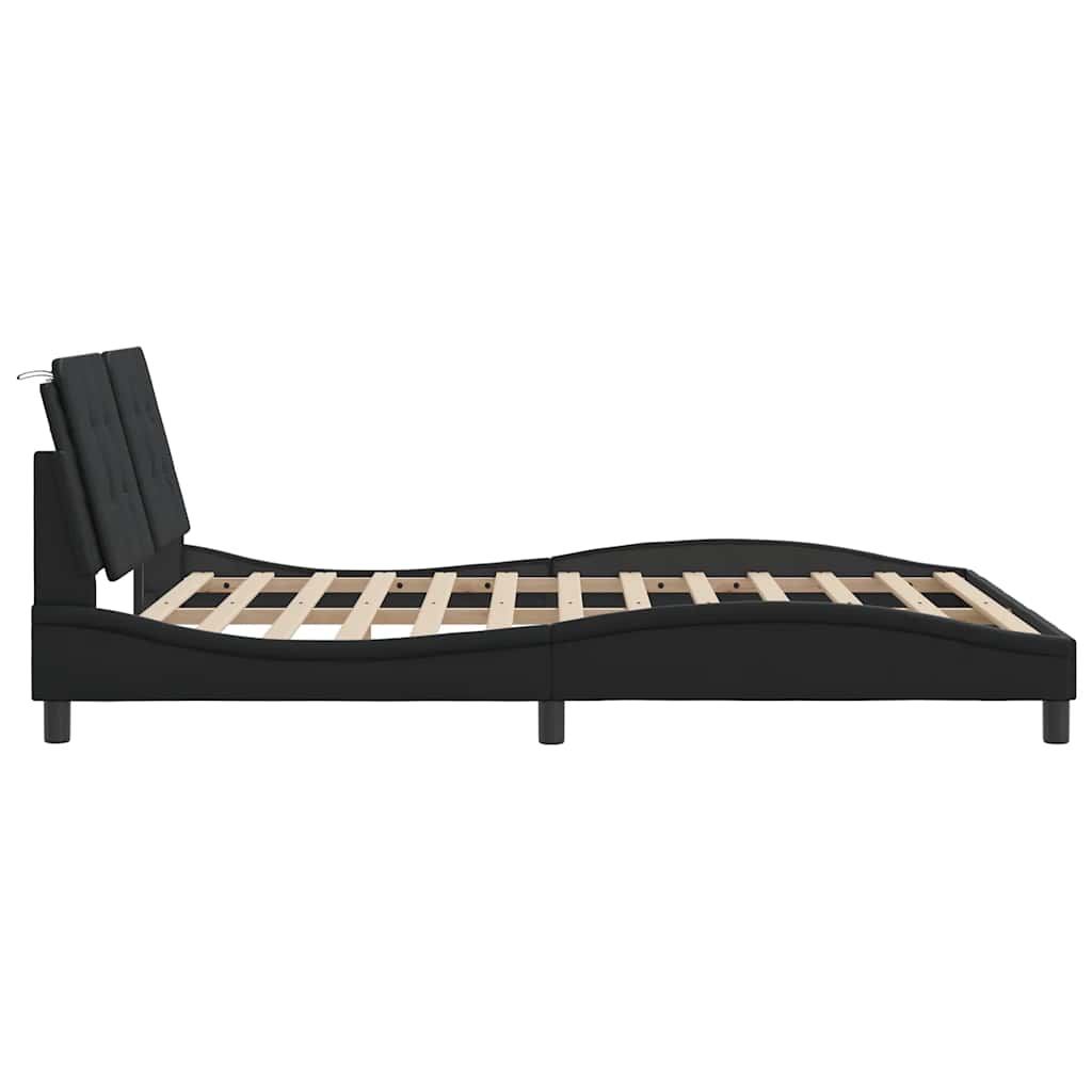 Cadre de lit sans matelas Zadar noir 160x200 cm similicuir