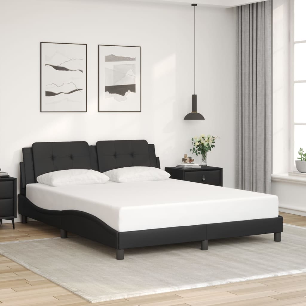 Cadre de lit sans matelas noir 160x200 cm similicuir - XIOS