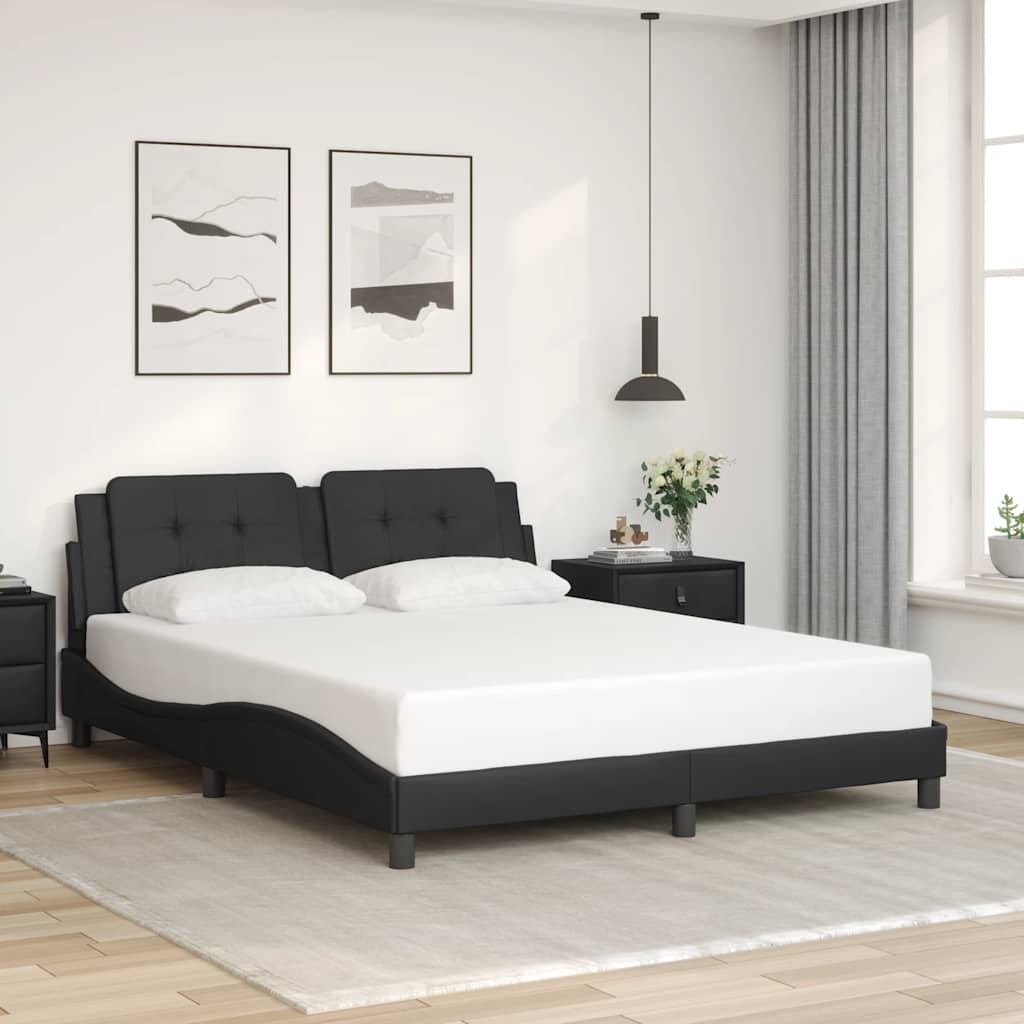 Cadre de lit sans matelas Zadar noir 160x200 cm similicuir
