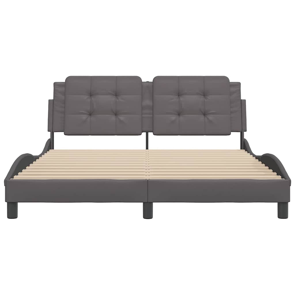 Cadre de lit sans matelas Zadar gris 160x200 cm similicuir - XIOS