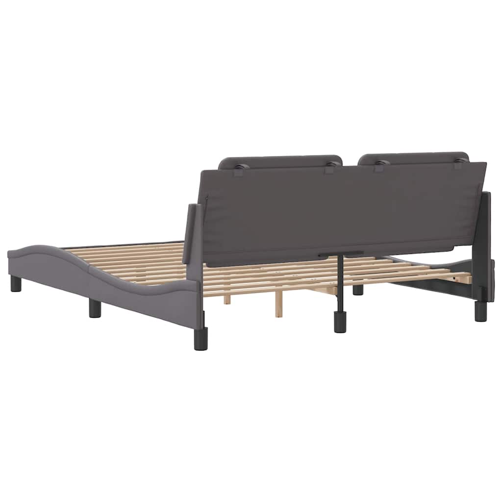 Cadre de lit sans matelas Zadar gris 160x200 cm similicuir - XIOS