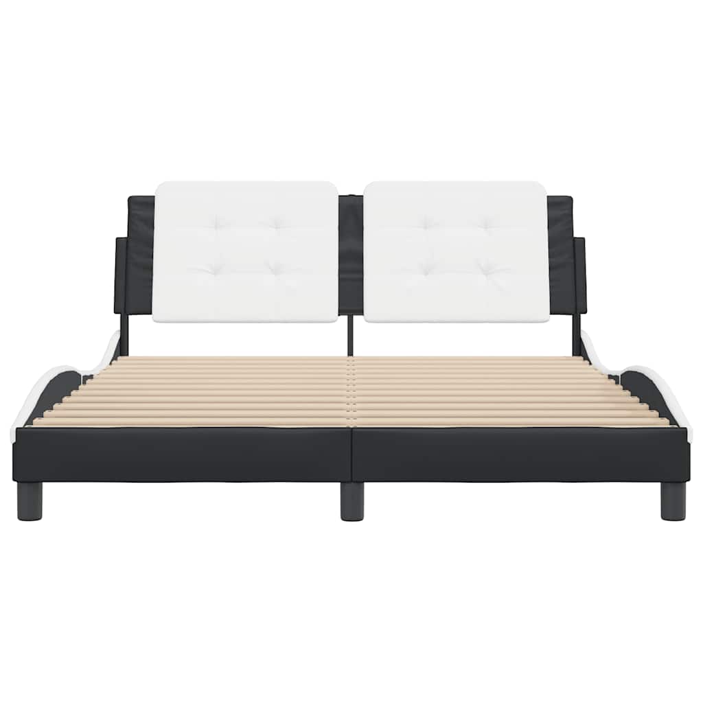 Cadre de lit sans matelas Zadar noir et blanc 160x200 cm similicuir