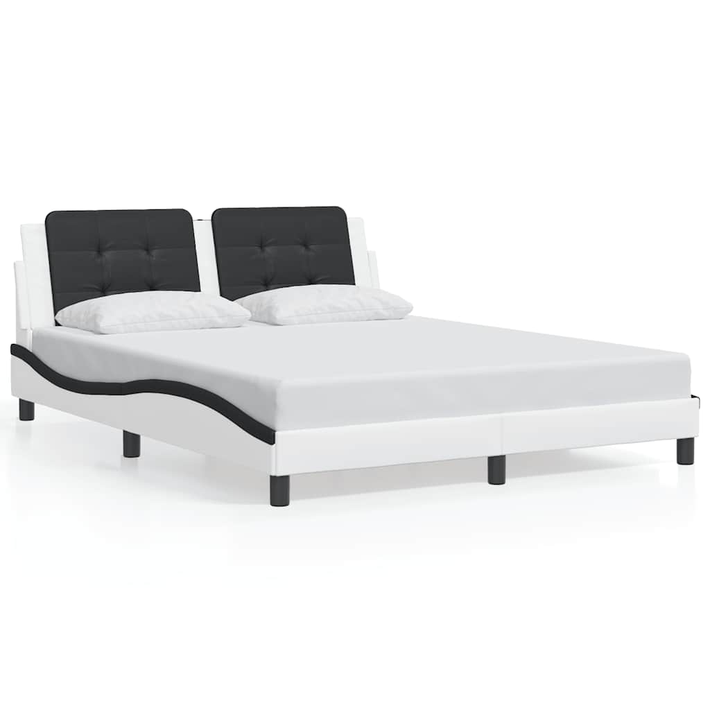 Cadre de lit sans matelas Zadar blanc et noir 160x200 cm similicuir - XIOS
