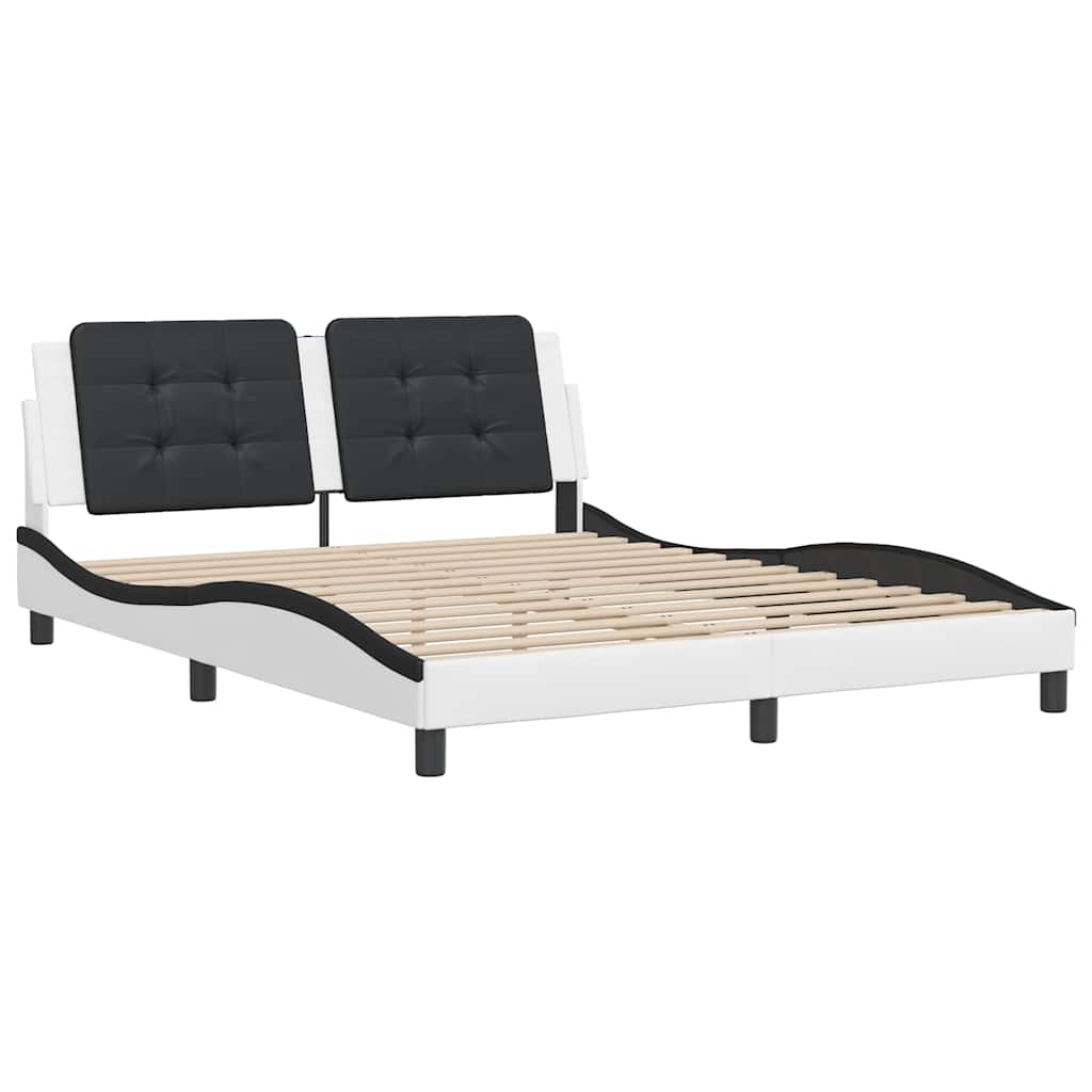 Cadre de lit sans matelas Zadar blanc et noir 160x200 cm similicuir - XIOS