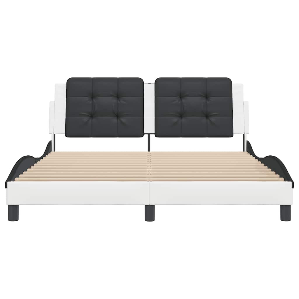 Cadre de lit sans matelas Zadar blanc et noir 160x200 cm similicuir - XIOS
