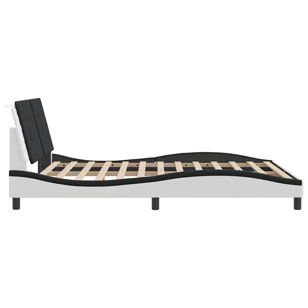 Cadre de lit sans matelas Zadar blanc et noir 160x200 cm similicuir - XIOS