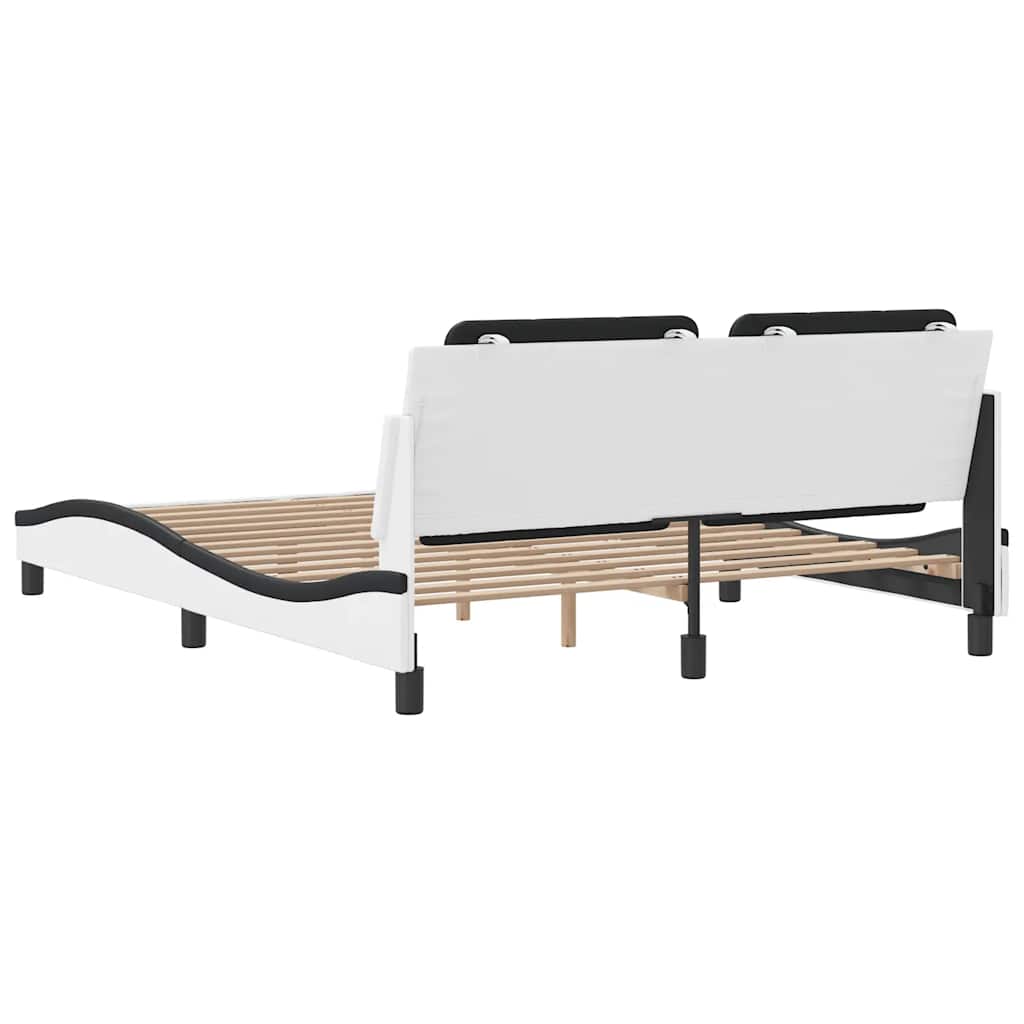 Cadre de lit sans matelas Zadar blanc et noir 160x200 cm similicuir - XIOS