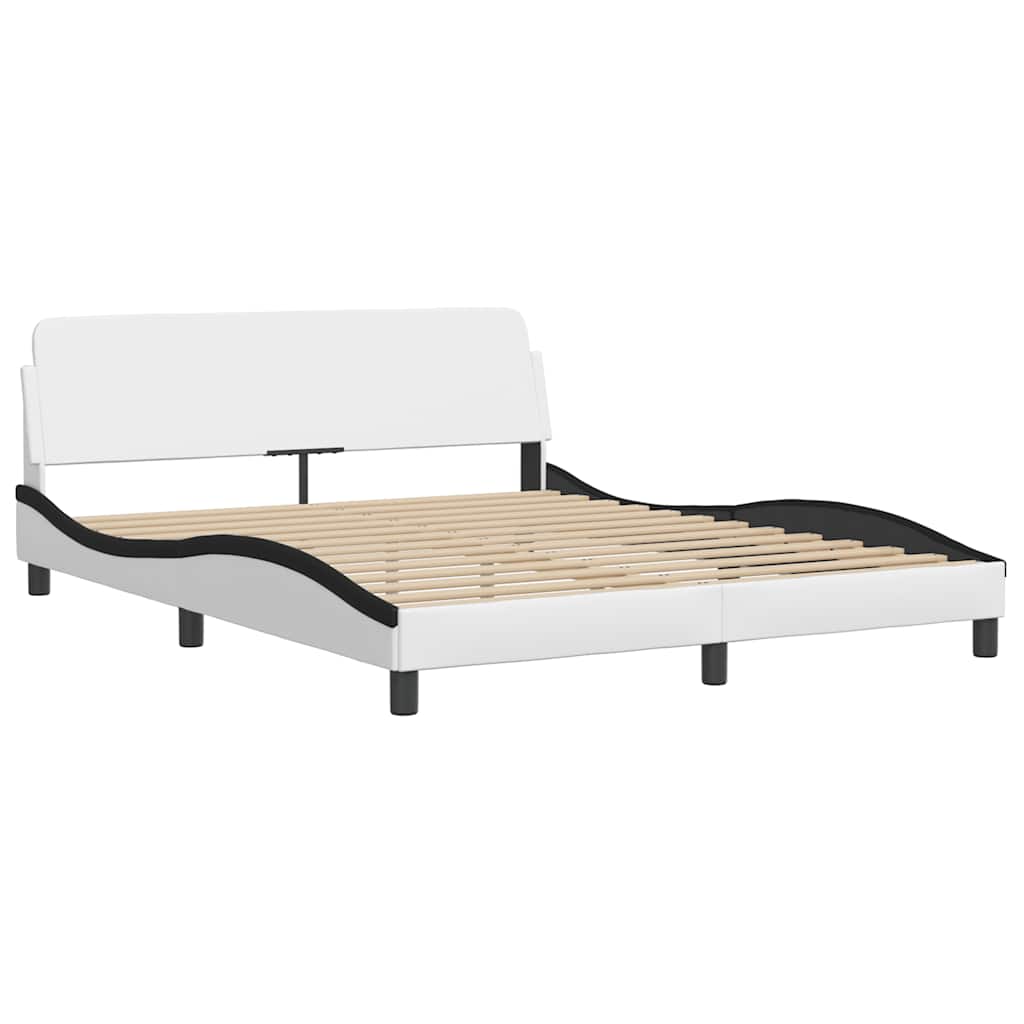 Cadre de lit sans matelas Zadar blanc et noir 160x200 cm similicuir - XIOS
