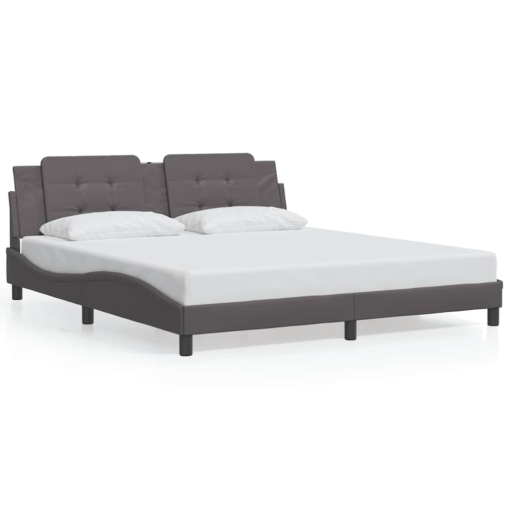 Cadre de lit sans matelas Zadar gris 180x200 cm similicuir - XIOS