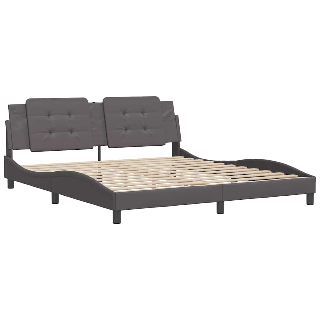 Cadre de lit sans matelas Zadar gris 180x200 cm similicuir - XIOS