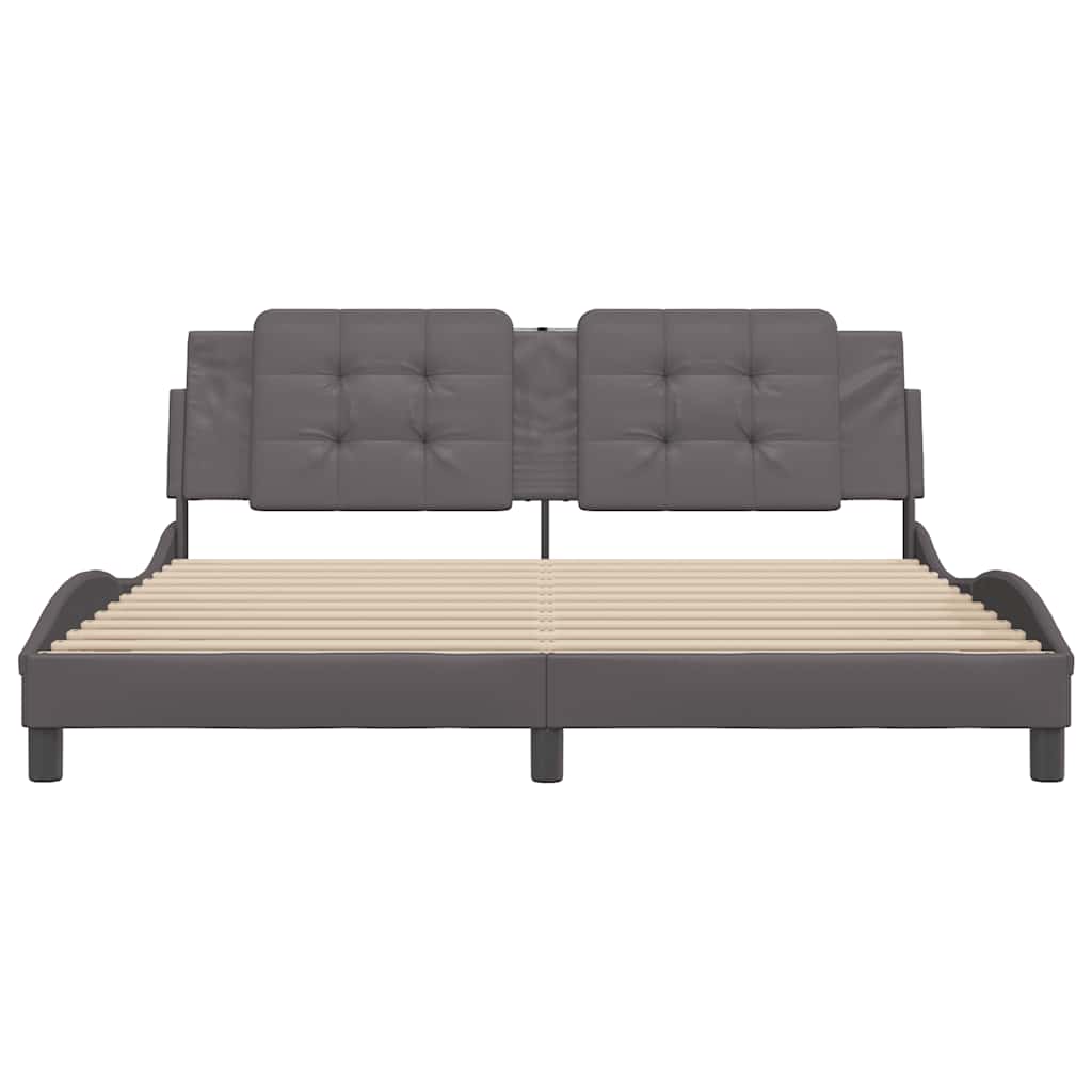Cadre de lit sans matelas Zadar gris 180x200 cm similicuir - XIOS